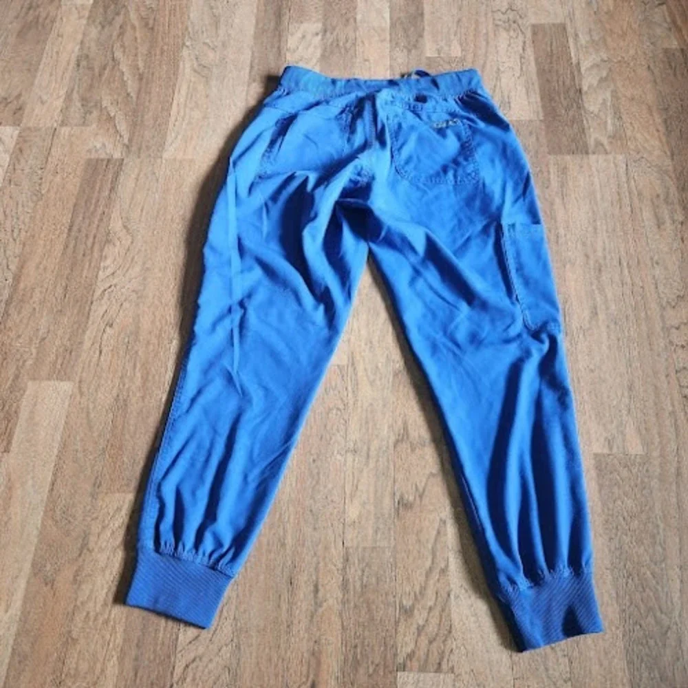 Med Couture Touch Royal Blue Jogger Scrub Pants Womens Small Petite Tapered 465